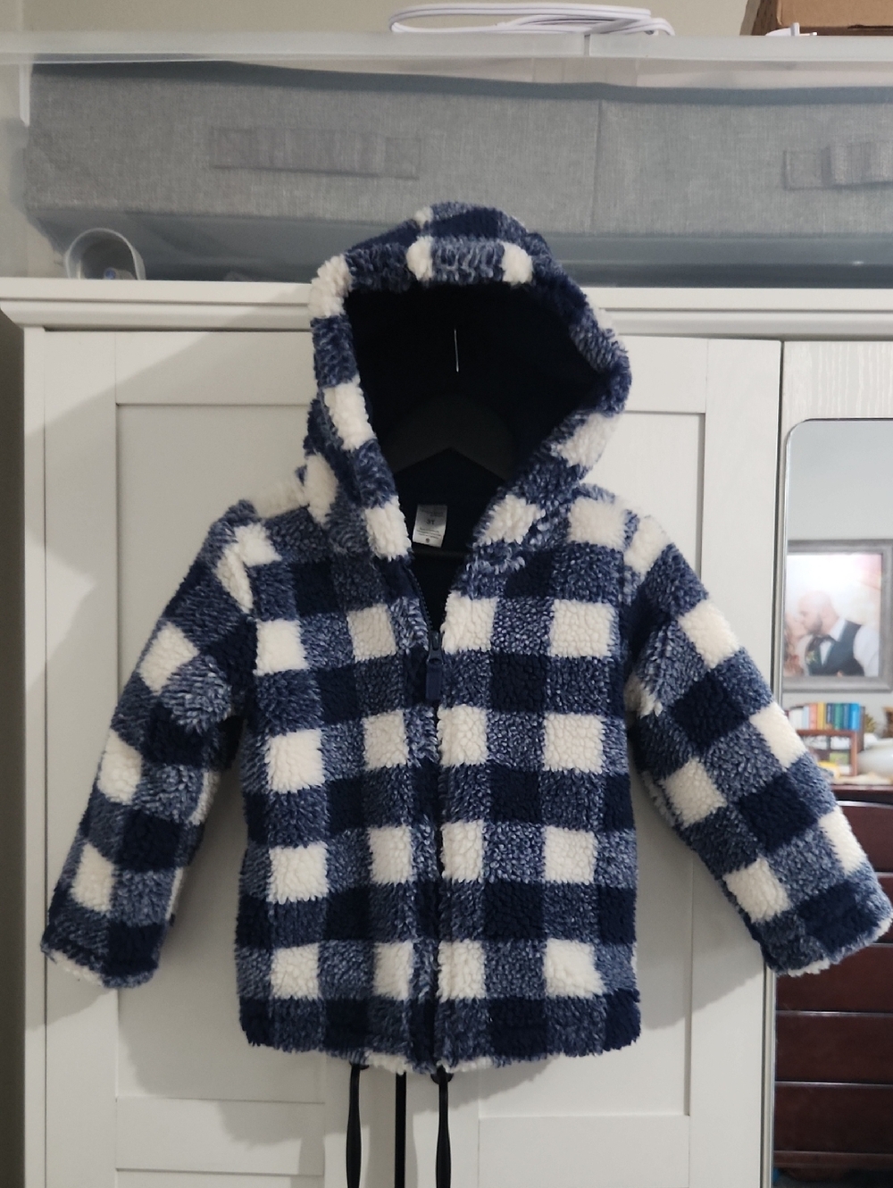 Carters Blue Checkered Sherpa Coat